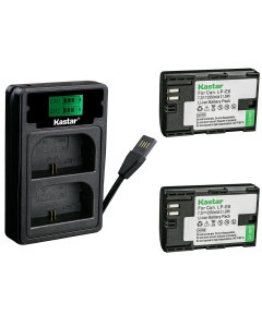 Kastar 2 Pack Battery and Charger with Miro USB/Type-C Input Compatible with Canon LP-E6 LP-E6N EOS 5D 6D 7D 8D 60D 70D 80D XC10 XC15, Blackmagic Pocket Cinema Marshall On-Camera HDMI Monitor