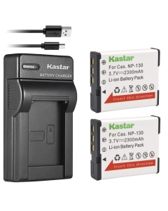 Kastar Battery (X2) & Slim USB Charger for Cas NP-130 NP-130A & Exilim EX-10 EX-100 EX-H30 EX-ZR100 EX-ZR200 EX-ZR300 EX-ZR400 EX-ZR500 EX-ZR700 EX-ZR800 EX-ZR850 EX-ZR1000 EX-ZR1200 EX-ZS1500