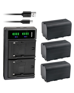 Kastar 3-Pack NP-F750 / NP-F770 Battery and LTD2 USB Charger Compatible with Godox ML30 ML30Bi LED Light, ML60 ML60Bi LED Light, LR160 Bi-Color Ringlight, LF308BI Variable Color LED Video Light