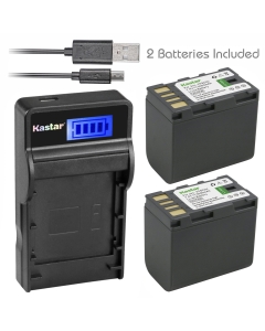 Kastar Battery (X2) & Slim LCD Charger for JVC BN-VF823 BNVF823 and Everio GS-TD1 GY-HM70U HM100U HM150U HMZ1U MG230 MG360 MG365 MG430 MG435 MG465 MG555 MG730 MS120 MS130 HD3 HM1 HM200 HM400 X900r