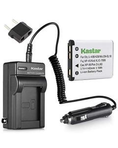 Kastar Li-42B Battery + Charger for Olympus FE-150 FE-160 FE-190 FE-20 FE-220 FE-230 FE-240 FE-250 FE-280 FE-290 FE-300 FE-3000 FE-3010 FE-320 FE-330 FE-340 FE-350 FE-360 as EN-EL10 KLIC-7006 NP-45