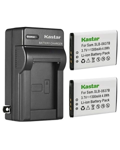 Kastar 2-Pack SLB-0837(B) Battery and AC Wall Charger Replacement for Samsung SLB-0837B SLB-0837(B) Battery, Samsung Digimax L301, Digimax NV8, Digimax NV10, Digimax NV15, Digimax NV20 Camera