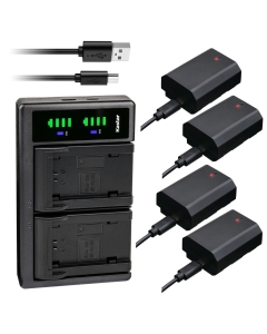 Kastar 4-Pack Battery and LTD2 USB Charger Compatible with Sony Alpha 7R V Mirrorless Camera, FX3, FX30 Digital Cinema Camera, FX30 Super 35 Camera, Alpha 9 α9, Alpha A9 / ILCE-9, Alpha A 9 Camera