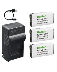 Kastar 3-Pack CR-V3 Rechargeable Battery and AC & USB-C Charger Compatible with Kodak EasyShare CX4200 CX6330 DX6490 Z700 Z710 Olympus C-700UZ C-750UZ SP-350 Digital Cameras