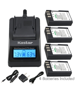 Kastar Ultra Fast Charger Kit and Battery (4-Pack) for Nik EN-EL9, EN-EL9a, MH-23 Work with Nik D3000, D5000, D40, D60, D40X SLR Cameras