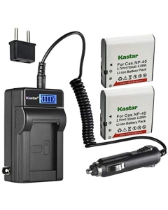 Kastar 2-Pack CNP-40 Battery and LCD AC Charger Compatible with Creative Lab Vado Mini Camcorder, Digilife DDV-5100HD, DDH-H3, Digilife DDV-H Series DDV-H3, DDV-H6, DDV-H8, DDV-H11Z, DDV-H30