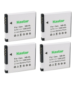 Kastar 4-Pack NB-8L / NB-8LH Battery 3.7V 1200mAh Replacement for Canon PowerShot A2200, PowerShot A3000 is, PowerShot A3100 is, PowerShot A3150 is, PowerShot A3200 is, PowerShot A3300 is Camera
