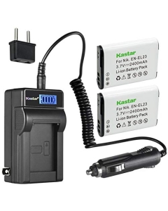 Kastar 2-Pack EN-EL23 Battery and LCD AC Charger Compatible with Nikon EN-EL23 Battery, MH-67 MH-67P Charger, Nikon Coolpix B700, Coolpix P600 P610 P610s, Coolpix P900 P900s, Coolpix S810c Cameras