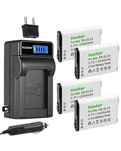 Kastar 4-Pack EN-EL23 Battery and LCD AC Charger Compatible with Nikon EN-EL23 Battery, MH-67 MH-67P Charger, Nikon Coolpix B700, Coolpix P600 P610 P610s, Coolpix P900 P900s, Coolpix S810c Cameras