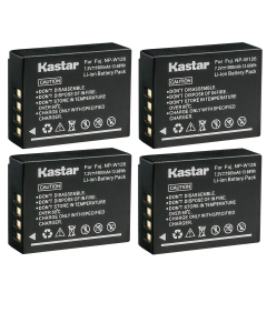 Kastar 4-Pack Battery Replacement for Fujifilm NP-W126, NP-W126s Battery, Fujifilm X-E1, X-E2, X-E2S, X-E3, X-E4, X-H1, X-M1, X-S10, X-T1, X-T2, X-T3, X-T10, X-T20, X-T30, X-T100, X-T200 Camera
