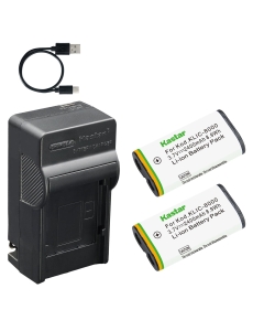 Kastar 2-Pack Battery and AC & USB-C Charger, Compatible with KLIC-8000 DB-50 MPRLBP, Kodak Z612 Z712 Z812 Z1012 Z1015 Z1085 Z1485 ZX1 PlaySport ZXD, Ricoh Caplio R1 R2 RZ1, Wisycom MPR30 MPR50 MTP60