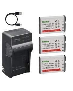 Kastar 3-Pack Battery and AC & USB-C Charger, Compatible with Casio NP-90 NP-90DBA, for Exilim EX-FH100 EX-H10 EX-H15 EX-H20 EX-H20G Digital Cameras
