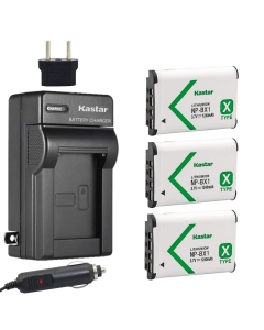 Kastar Battery (3-Pack) and Charger for Sony NP-BX1 M8 Acc-TRBX and Cyber-Shot DSC-HX50V HX300 RX1 RX1R RX100 RX100M RX100M3 WX300 HDR-AS10 AS15 AS30V AS100V AS100VR CX240 MV1 PJ275 DSC-HX99 Cameras