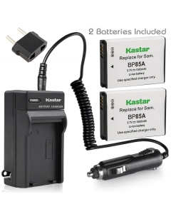 Kastar Battery X2 & AC Travel Charger for Samsung EA-BP85A EA-BP85A/E Samsung BP85A Samsung EC-SH100ZBPBUS EC-SH100ZBPRUS EC-SH100ZBPSUS Samsung PL210 Samsung SH100 Samsung ST200 ST200F Samsung WB210