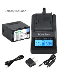 Kastar Ultra Fast Charger and Battery 1x for JVC SSL-JVC70 SSL-JVC75 BN-S8I50 GY-HMQ10 GY-LS300 GY-HM200 GY-HM200HW GY-HM200U GY-HM600 GY-HM620U GY-HM650 GY-HM650SC GY-HM650U GY-HM660SC GY-HM660U