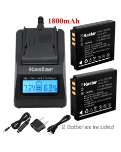 Kastar Fast Charger and Battery 2-Pack for Fujifilm NP-70 Panasonic Lumix CGA-S005 and Fuji FinePix F20 F40fd F45fd F47fd Lumix DMC-FX150 DMC-FX180 DMC-LX1 DMC-LX2 DMC-LX3 Leica D-LUX3C-LUX 1 D-LUX2