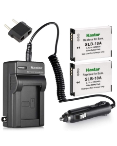 Kastar Battery (X2) & Travel Charger Kit for Samsung SLB-10A, EA-SLB10A and Samsung EX2F HZ15W SL202 SL420 SL620 SL820 WB150F WB250 WB250F WB350F WB750 W800 WB800F WB850F WB1100F Digital Camera + More