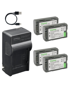 Kastar 4-Pack CGA-D08 Battery AC & USB-C Charger Replacement for Panasonic CGA-D07 CGR-D110 AG-DVX100 AG-HVX200 AG-HPX250 AG-DVC30 AG-DVC60 AG-DVC80 and Hitachi DZ-BP14 DZ-MV100 DZ-MV200 Camcorder