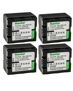 Kastar 4-Pack Battery VW-VBN130 Replacement for Panasonic HC-X900K, HC-X900M, HC-X900MGK, HC-X909, HC-X910, HC-X920, HC-X920M, HDC-HS900, HDC-HS900GK, HDC-HS900GK-3D, HDC-HS900K, HDC-SD800 Camera