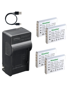 Kastar 4-Pack Battery and AC USB-C Charger, Compatible with Fujifilm NP-40, Pentax D-Li8, D-Li85, Panasonic DMW-BCB7, Kodak KLIC-7005, DLI-102, Samsung SLB-0737, Sanyo NP-40, HP R742, Vado Pocket