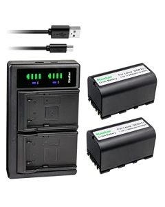 Kastar 2-Pack Battery and LTD2 USB Charger Compatible with GEOMAX ZBA200, ZBA400, 724117 Battery, GEOMAX Stonex R6, Stonex R6+, Zoom 10, Zoom 20, Zoom 30, Zoom 35, Zoom 80, ZT80+, Zenith 50 Survey
