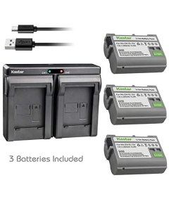 Kastar 3 Pack Battery and Slim Dual USB Charger Compatible with Nikon EN-EL15 Nikon EN-EL15a Battery, Nikon MH-25 MH-25a Charger, Nikon D800E Nikon D810 Nikon D810A Nikon D850 Nikon D7000 Nikon D7100