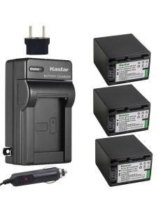 Kastar 3X NP-FH100 Battery + Charger Replacement for Sony DCR-30 DVD92/203/205/300/408/508/560/610/650/710/810/910 HC19/28/38/48/94/96 SR42/45/47/62/65/67/82/85 HDR-CX7/12/520 HC3/5/7/9 SR10/11/12