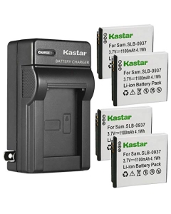 Kastar 4-Pack Battery and AC Wall Charger Replacement for Samsung SLB-0937 Battery, SAC-47 Charger, Samsung CL5, CL50, CL80, I8, Digimax L730, Digimax L735, Digimax L830, NV4, NV33, ST10 Camera