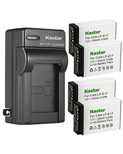 Kastar 4-Pack Battery and AC Wall Charger Replacement for Canon LP-E17 LPE17, 9967B02 Battery, Canon EOS 750D, EOS 760D, EOS 800D, EOS 8000D, EOS R8, EOS R50, EOS R100 Mirrorless Cameras