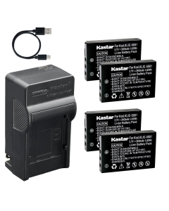 Kastar 4-Pack Battery and AC & USB-C Charger, Compatible with KLIC-5001 K5001 1054062 1064062 DB-L50 for DX6490 DX7440 DX7590 P850 P880 Z730 Z760 VPC-HD1000 HD1010 HD2000 Intuos4