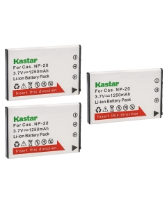 Kastar 3-Pack Battery CNP-20 Replacement for Casio NP-20 NP20 CNP-20 CNP20 Battery, Casio BC-11L BC-31L Charger