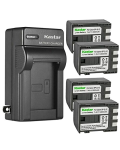 Kastar 4-Pack Battery and AC Wall Charger Replacement for Canon MVX45i, MVX200, MVX200i, MVX250i, MVX300, MVX300i, MVX330i, MVX350i, iVIS DC301, iVIS DC310, iVIS DC320, iVIS DC330, iVIS DC410 Cameras