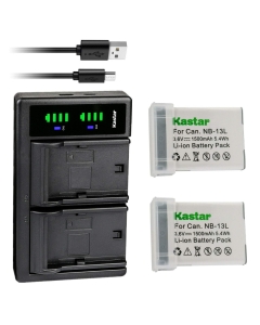 Kastar 2-Pack NB-13L Battery and LTD2 USB Charger Replacement for Canon PowerShot SX740 HS, G1 X Mark III, PowerShot G5 X, PowerShot G5 X II, PowerShot G7 X, PowerShot G7 X Mark II Camera