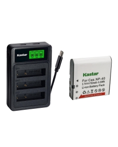 Kastar 1-Pack Battery with LZD3 USB Triple Charger Compatible with Casio NP-40 CNP-40 Minolta NP-40, Exilim EX-Z400 Z450 Z500 Z600 Z100 Z200 Z300 Z1000 Z1080 Z1200, Minolta MN53Z MN40WP MND50