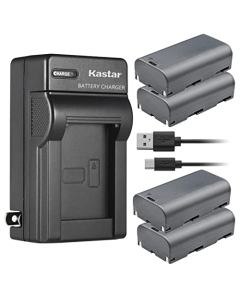 Kastar 4-Pack Battery and AC Wall Charger Replacement for Huepar 503DG, 503CG/503CR, 602CG/602CR, 603CG/603CR, 603CG-BT 3D, 603BT-H 3D Bluetooth Connectivity Green Beam