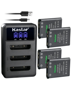 Kastar 4 Pack Battery and LCD Triple USB Charger Compatible with Nikon Coolpix S60, Coolpix S80, Coolpix S200, Coolpix S202, Coolpix S210, Coolpix S220, Coolpix S230, Coolpix S500, Coolpix S510