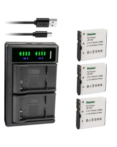 Kastar 3-Pack Battery and LTD2 USB Charger Replacement for Yashica ADV-518HD, ADV-528HD, YHD-AS62, Pink Petit DVC-H1000D, Rich HD Series HD-23, HD-A70, HD-Q1, Phisung SDV-568, SDV-568II, SDV-660