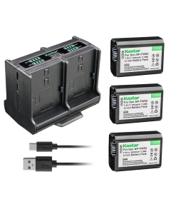 Kastar 3-Pack Battery and Quadruple Charger Compatible with Sony ILCE-5000, Alpha α5000, a5000, ILCE-5100, Alpha α5100, a5100, ILCE-6000, Alpha α6000, a6000, ILCE-6100, Alpha α6100, a6100 Camera