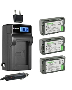 Kastar 3-Pack CGA-D08 Battery and LCD AC Charger Compatible with Panasonic CGA-D08, CGA-D08A/1B, CGA-D08R, CGA-D08S, CGA-D08SE/1B, Panasonic VDR-M10, VDR-M20, AJ-PCS060G(Portable Hard Disk)
