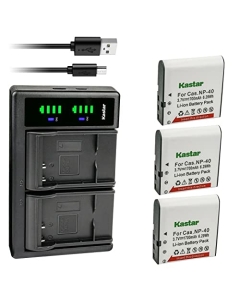 Kastar 3-Pack NP-40 Battery and LTD2 USB Charger Replacement for Minolta MN4K100Z 4K Ultra HD, Minolta MN4K30NV 4K Ultra HD / 30 MP, Minolta MN100HDZ 1080P HD Camcorder w/10x Optical Zoom Camcorder