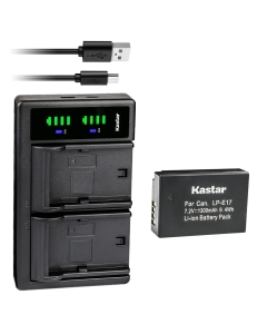 Kastar 1-Pack Battery and LTD2 USB Charger Replacement for Canon LP-E17, BG-E18 IR Battery Grip, EOS R8, R50, R100, 200D, 750D, 850D Cameras