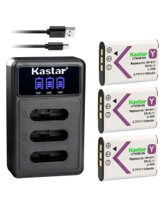 Kastar 3 Pack Battery and LCD Triple USB Charger Compatible with Sanyo DB-L70 DBL70 Battery, SANYO Xacti DMX-E10 Xacti VPC-E10 Digital Cameras