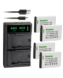 Kastar 4-Pack Battery and LTD2 USB Charger Replacement for Samsung SLB-1137DBattery, Samsung i80, i85, i100, NV11, NV24HD, NV30, NV40, NV100HD, NV103, NV106 HD, Digimax L74 Wide, TL34HD Cameras