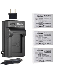 Kastar NB-5L Battery (3-Pack) and Charger Kit Replacement for Canon PowerShot S100 S110 SD700 SD790 SD800 SD850 SD870 SD880 SD890 SD900 SD950 SD970 SD990 SX200 is SX210 is SX220 is SX230HS