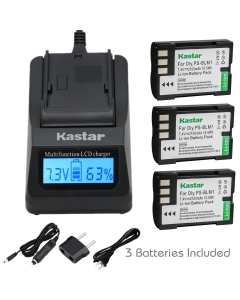 Kastar Ultra Fast Charger and Battery (3-Pack) for Olympus BLM-1, BLM-01, PS-BLM1 Work for Olympus C-5060, C-7070, C-8080, E-1, E-3, E-30, E-520, EVOLT E-300, E-330, E-500, E-510 Cameras