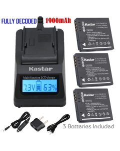 Kastar Ultra Fast Charger(3X faster) Kit and Battery (3-Pack) for Panasonic Lumix DMW-BCF10, DMW-BCF10E, DMW-BCF10PP, CGA-S/106B, A59, A59-U work with Panasonic Lumix DMC-FS12, DMC-FS15, DMC-FS25, DMC-FS4, DMC-FS42, DMC-FS6, DMC-FS7, DMC-FX40, DMC-FX48, D
