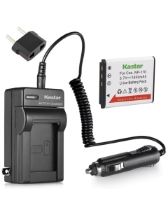 Kastar CNP110 Battery (1-Pack) + Charger for Cas NP-110, NP110 and Cas Exilim EX-FC200S, EX-Z2000, EX-Z3000, EX-ZR10, EX-ZR15, EX-ZR20 Camera