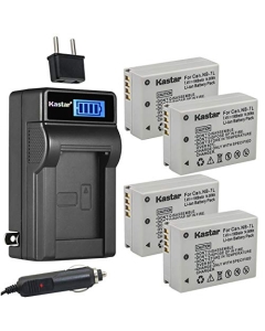 Kastar 4-Pack NB-7L Battery and LCD AC Charger Compatible with Canon NB-7L NB7L, NB-7LH NB7LH Battery, CB-2LZ, CB-2LZE Charger, Canon PowerShot G10, PowerShot G10 is, PowerShot G10IS Digital Cameras