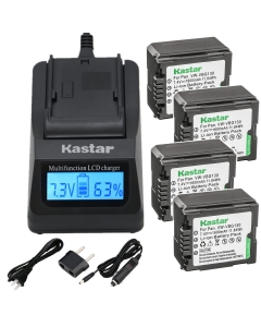 Kastar Ultra Fast Charger and Battery (4-Pack) Replacement for Panasonic VW-VBG130 Lumix DMC-L10 HDC-HS250 HDC-HS300 HDC-HS700 HDC-SD700 HDC-SDT750 HDC-TM10 HDC-TM15 HDC-TM300 HDC-TM700 SDR-H80 Camera