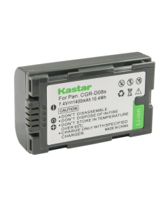 Kastar 1-Pack CGR-D08 Battery Replacement for Panasonic PV-BP8, PV-D401, PV-VM202, DZ-MX5000, VDR-M10, VDR-M20, AJ-PCS060G (Portable Hard Disk), AG-3DA1, AG-3DA1E, AG-3DA1P, AG-AC90 Camera